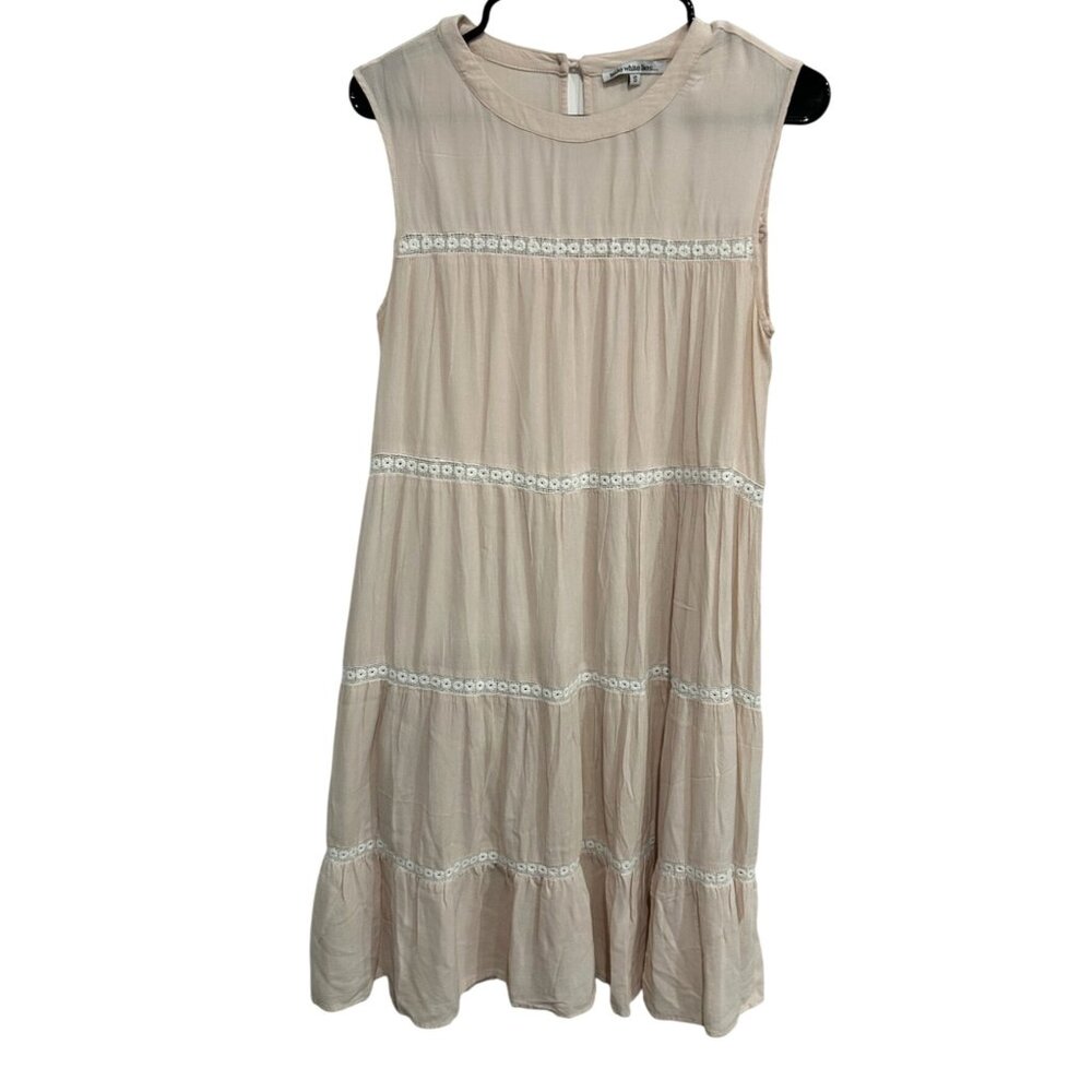 Little White Lies Sleeveless Tiered Midi Dress Lace Trim Sz Small